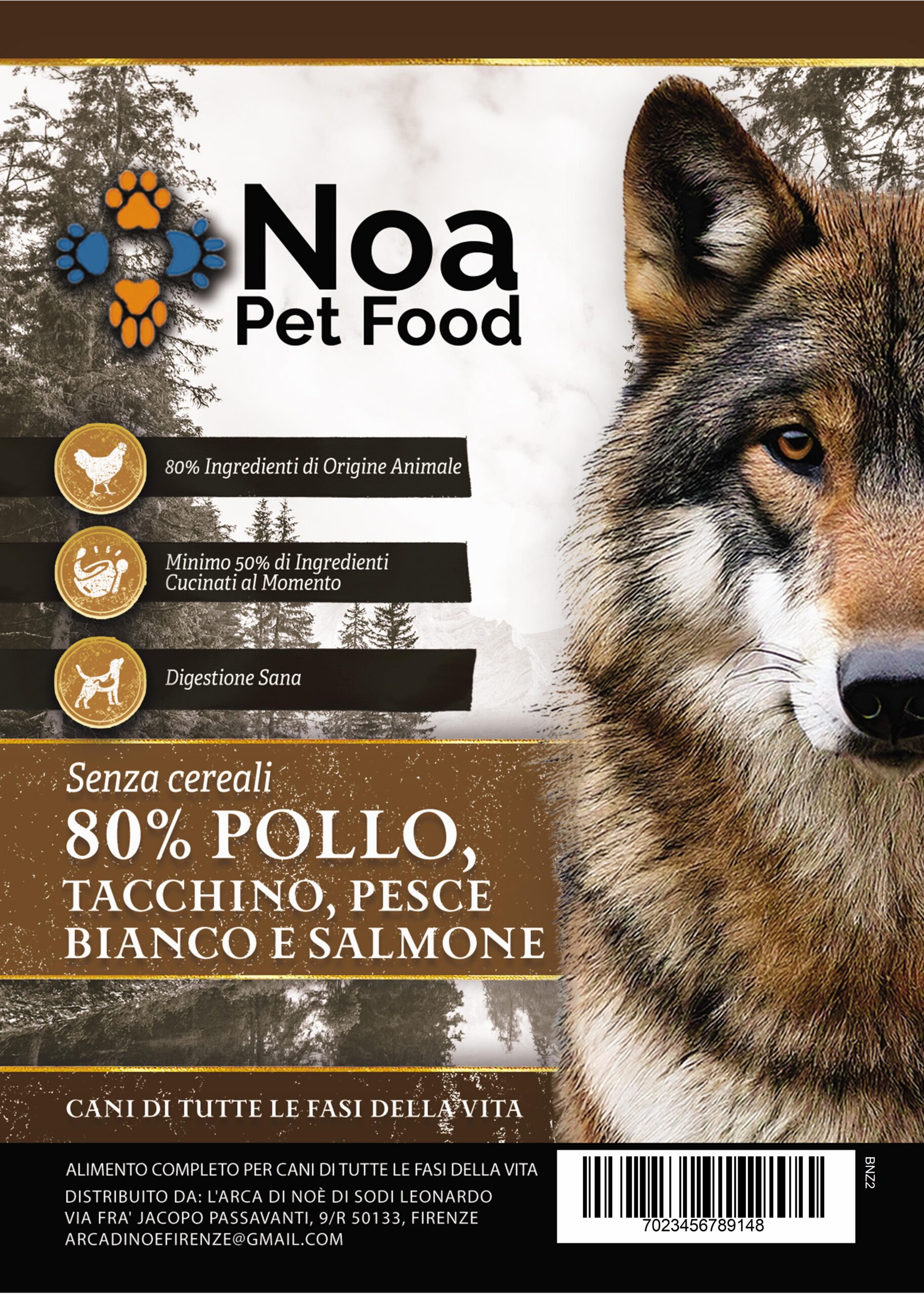 Confezione crocchette cane senza cereali Noa Pet Food Wilderness Pollo 80%